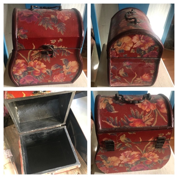 Vintage Other - Vintage Rose Decoupage Wood Storage Box
